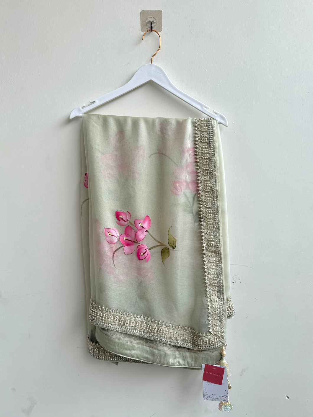 Bougainvillea Mint Green Saree