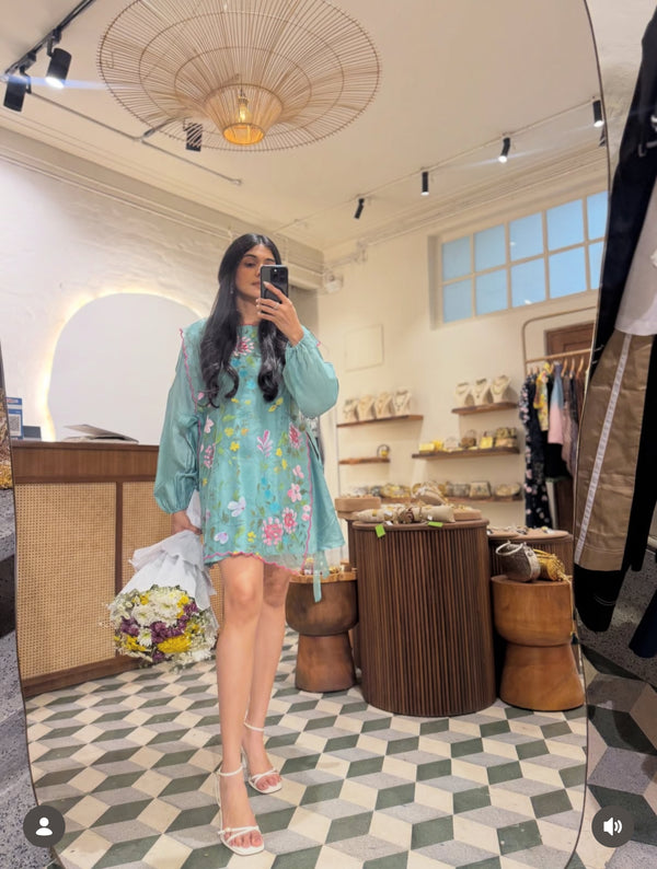Teal Blossom Dress