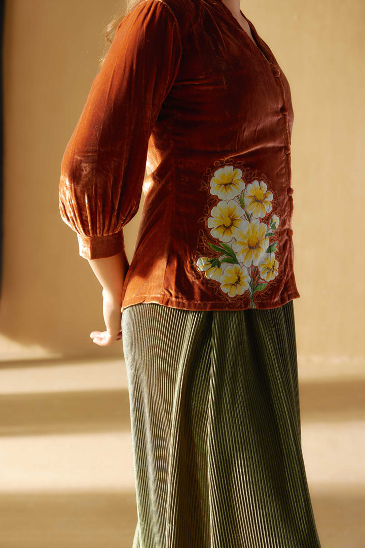 Daisy Rust Velvet Top