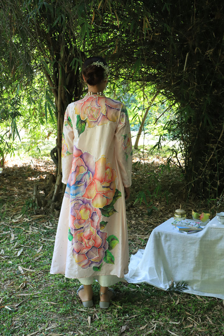 Coral Peony Jacket Set
