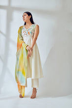 Load image into Gallery viewer, Spring A-line Kurta Set with watercolor dupatta
